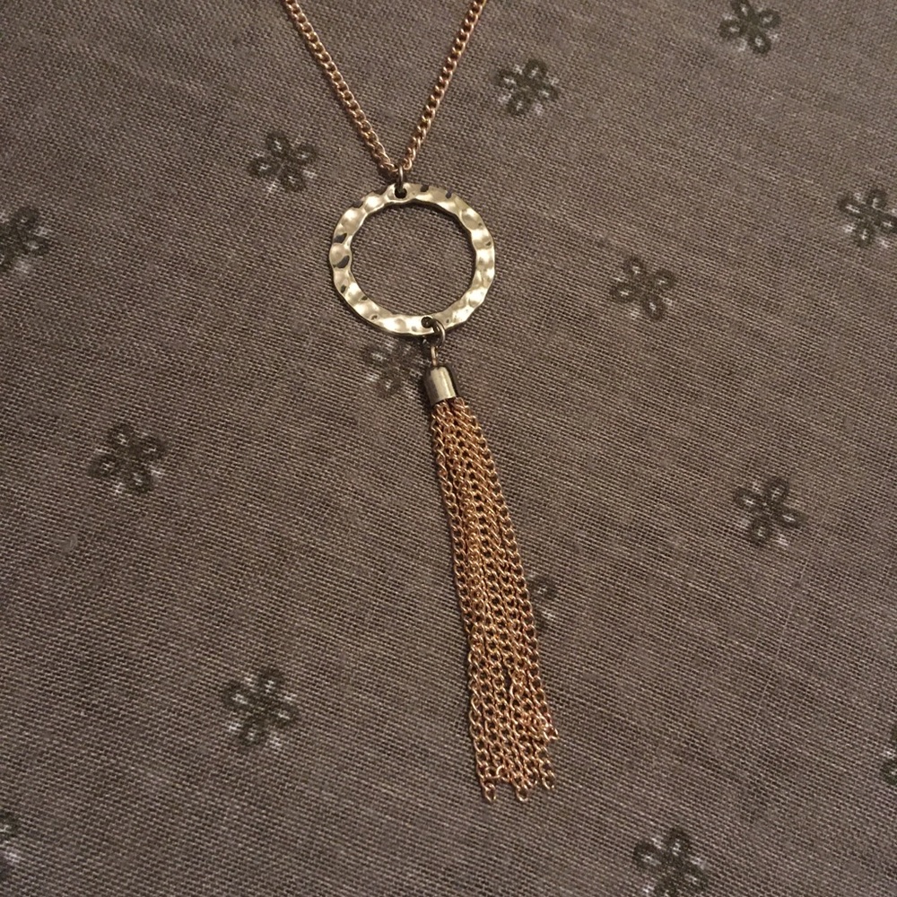 Vintage Gold Tone Tassel Sweater Necklace